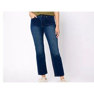Isaac Mizrahi Live Divine Denim Womens 24WP Jeans Straight-Leg Dark Blue Trendy